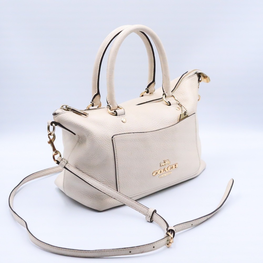 Coach Emma Satchel Women Small Cream Pebbled Leather Handbag F31466 Gold